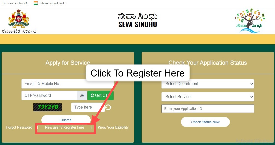 Seva Sindhu Registration and Login