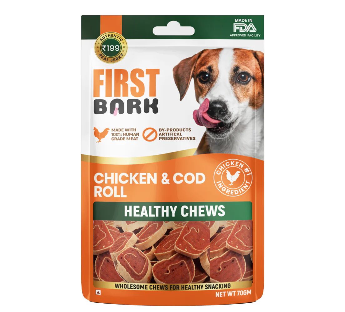 First Bark Jerky Chicken & Cod Roll (200g)
