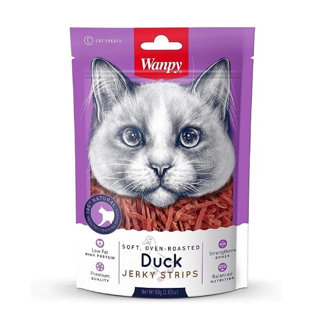 wanpy Duck Jerky Strips cat